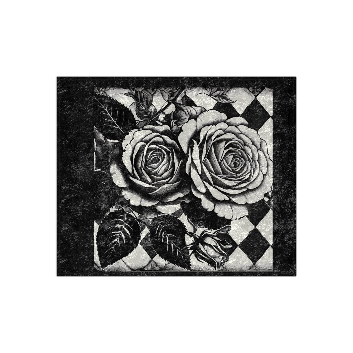 Elegant Crushed Velvet Blanket with Vintage Rose Design