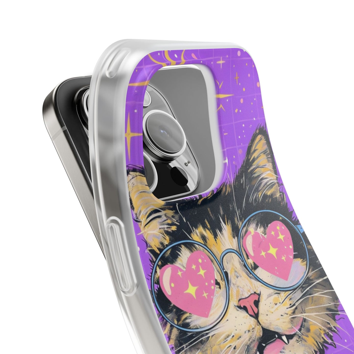 Cute Cat Flexi Case with Heart Glasses