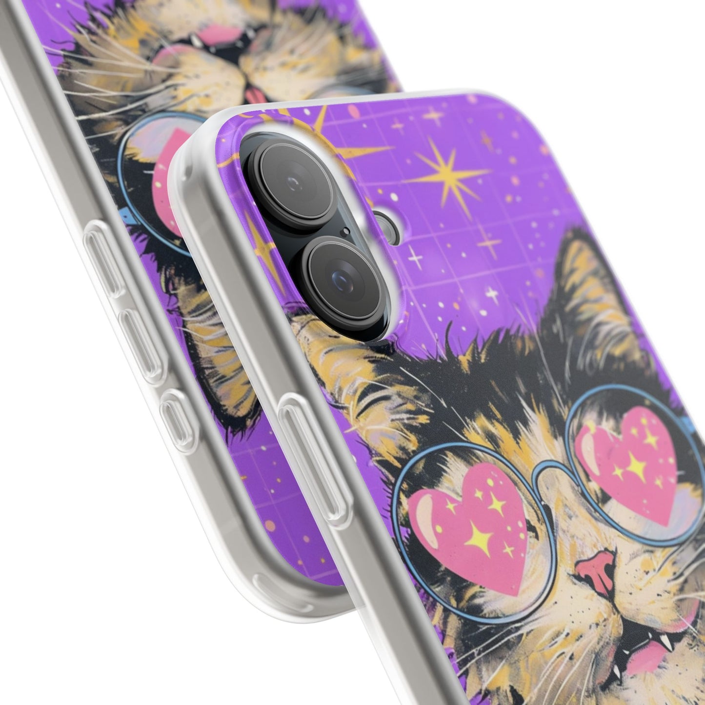 Cute Cat Flexi Case with Heart Glasses