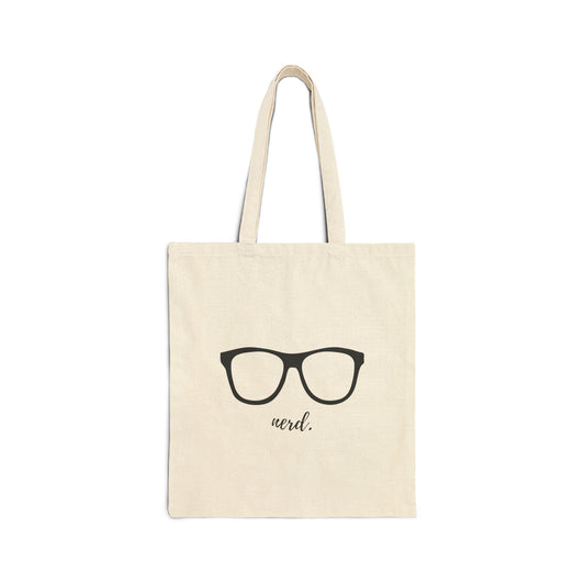 Quirky Cotton Canvas Tote Bag - "Nerd" Design