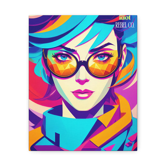 Girl & Glasses Vibrant Abstract Canvas Art