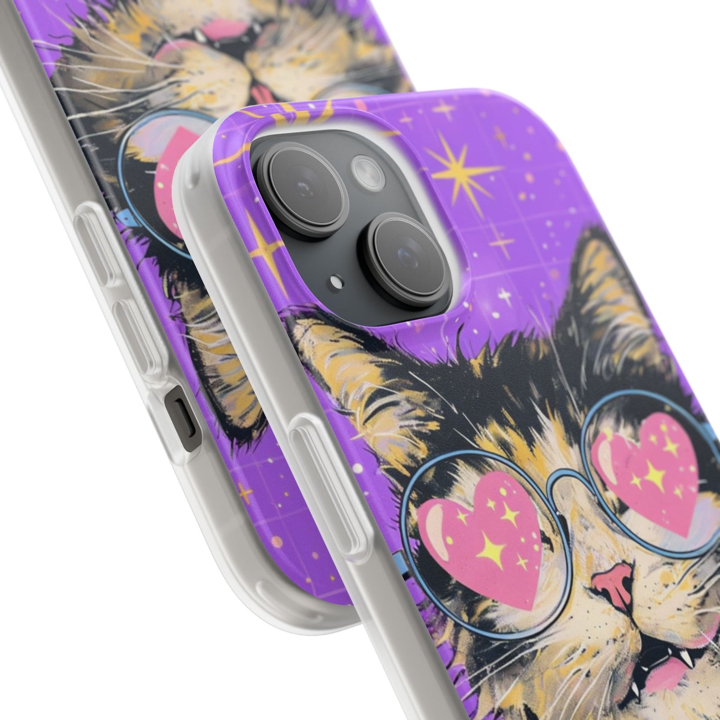 Cute Cat Flexi Case with Heart Glasses