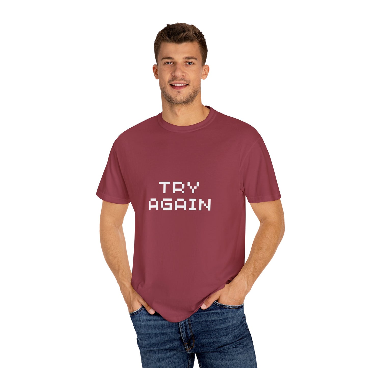 Motivational Unisex T-Shirt - 'TRY AGAIN' Garment-Dyed Tee