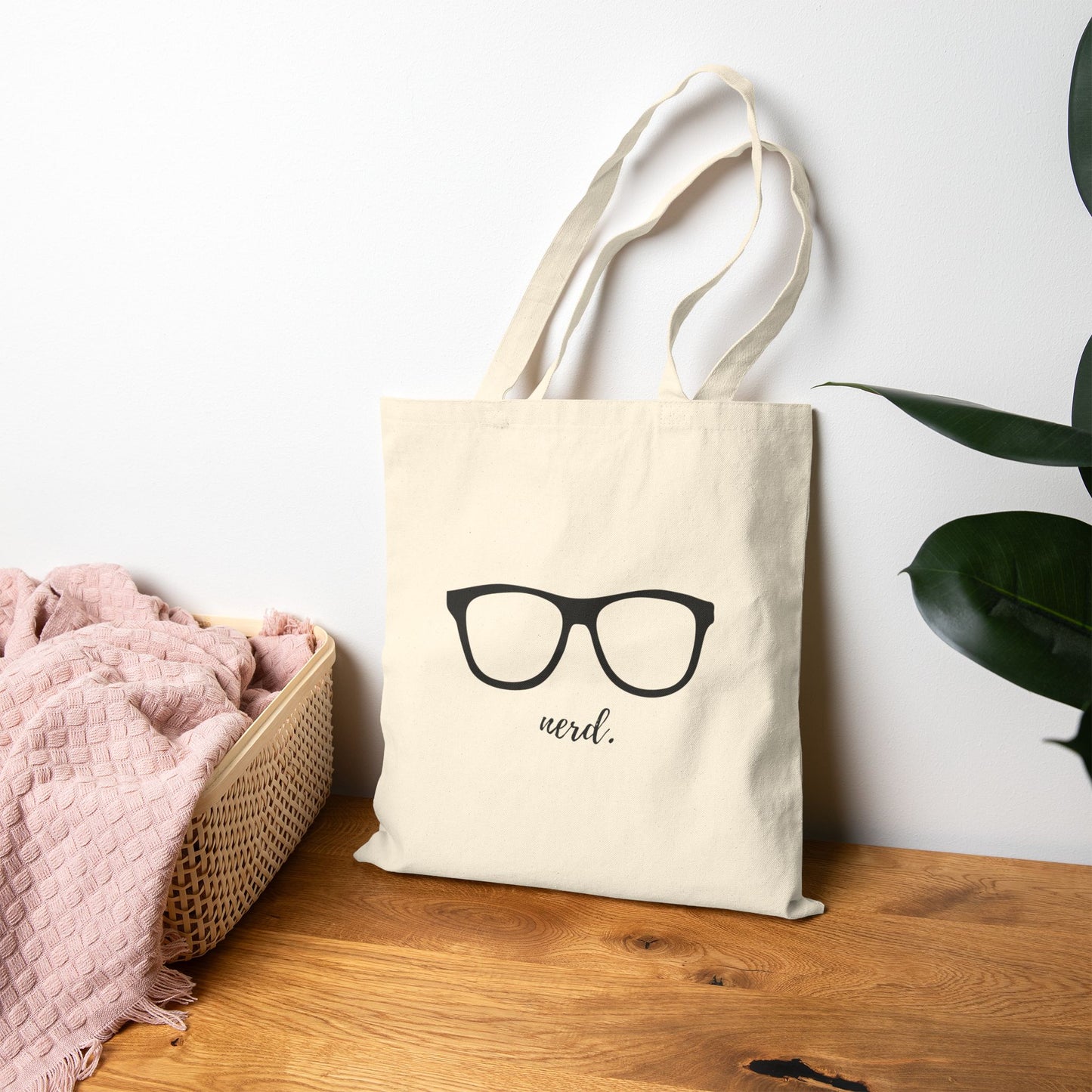 Quirky Cotton Canvas Tote Bag - "Nerd" Design