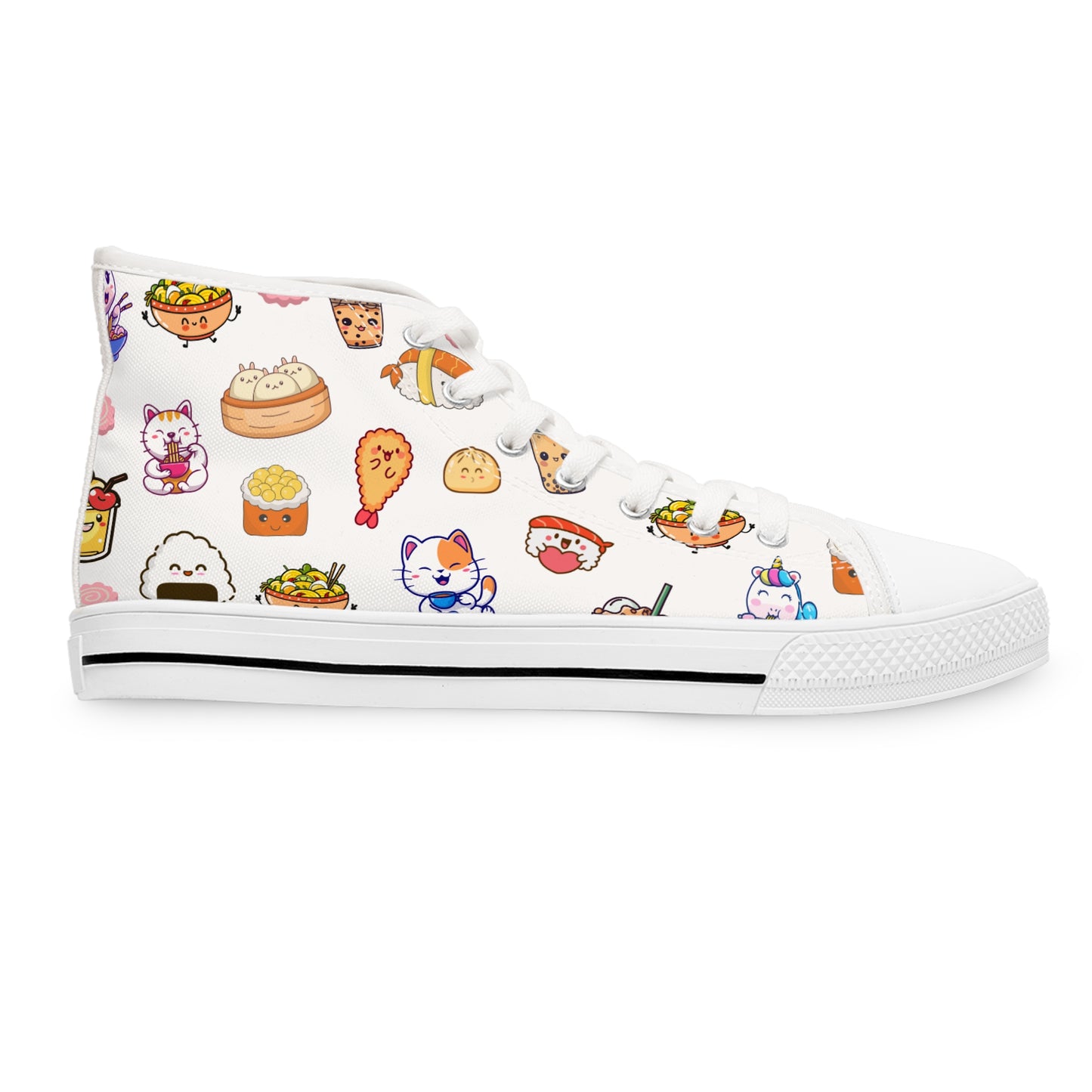 Ramen and Sushi Pattern High Top Sneakers
