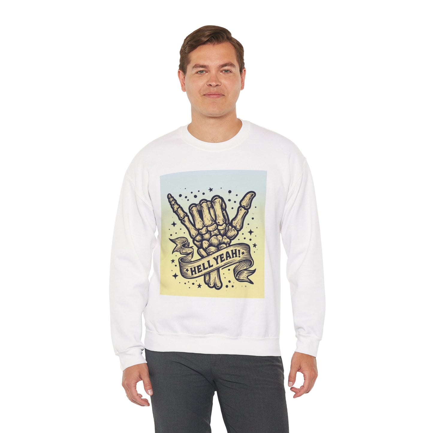 Rock On Skeleton Crewneck Sweatshirt - Unisex Heavy Blend™