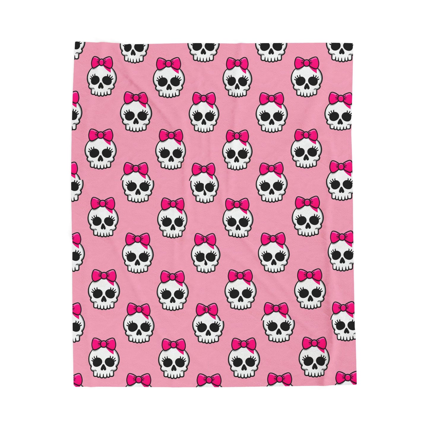 Cute Skull & Bow Plush Blanket