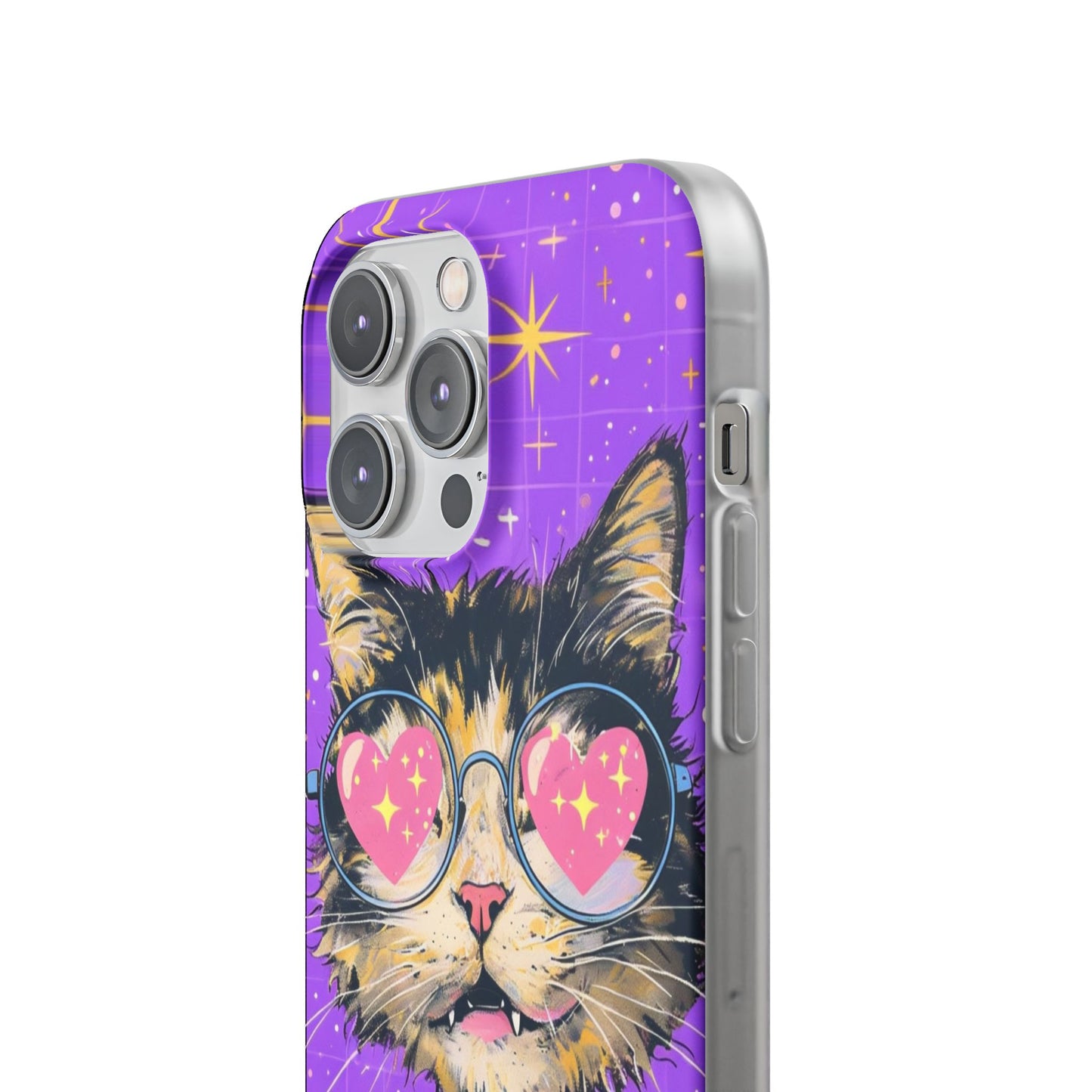 Cute Cat Flexi Case with Heart Glasses