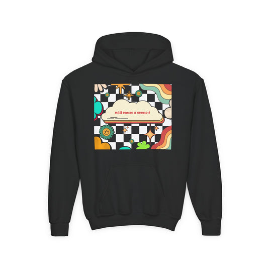 Youth Hoodie - 'Will Cause a Scene' Fun Graphic Sweatshirt
