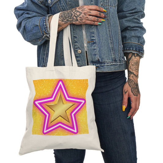 Vibrant Star Natural Tote Bag - Eco-Friendly Shopping & Everyday Use
