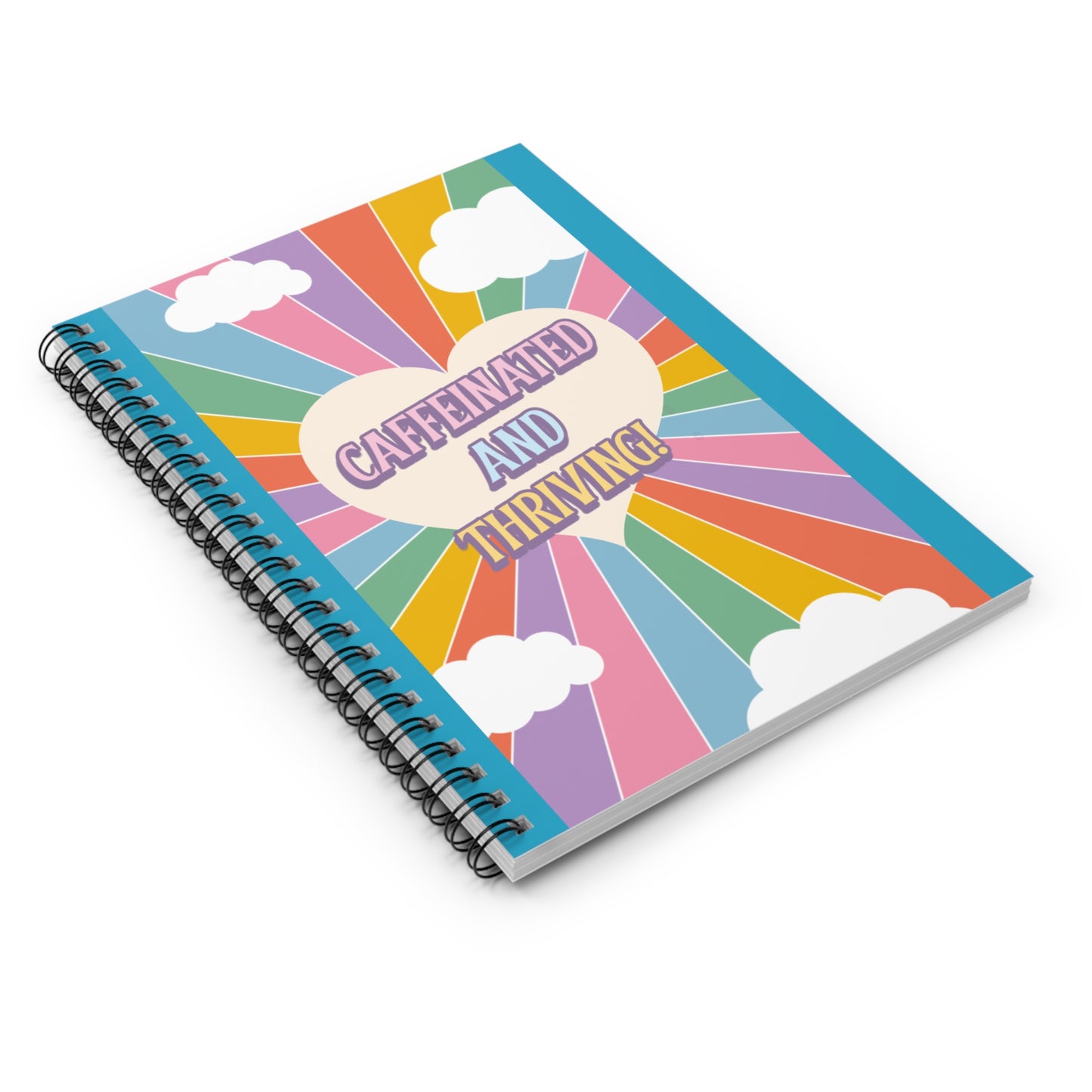 Caffeinated & Thriving Spiral Notebook - Colorful Motivational Journal