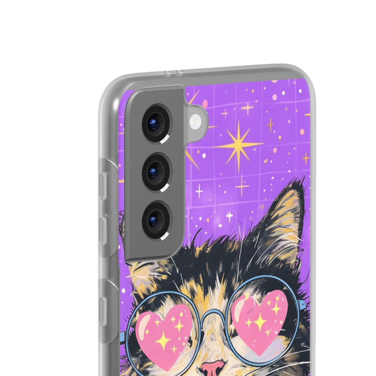 Cute Cat Flexi Case with Heart Glasses