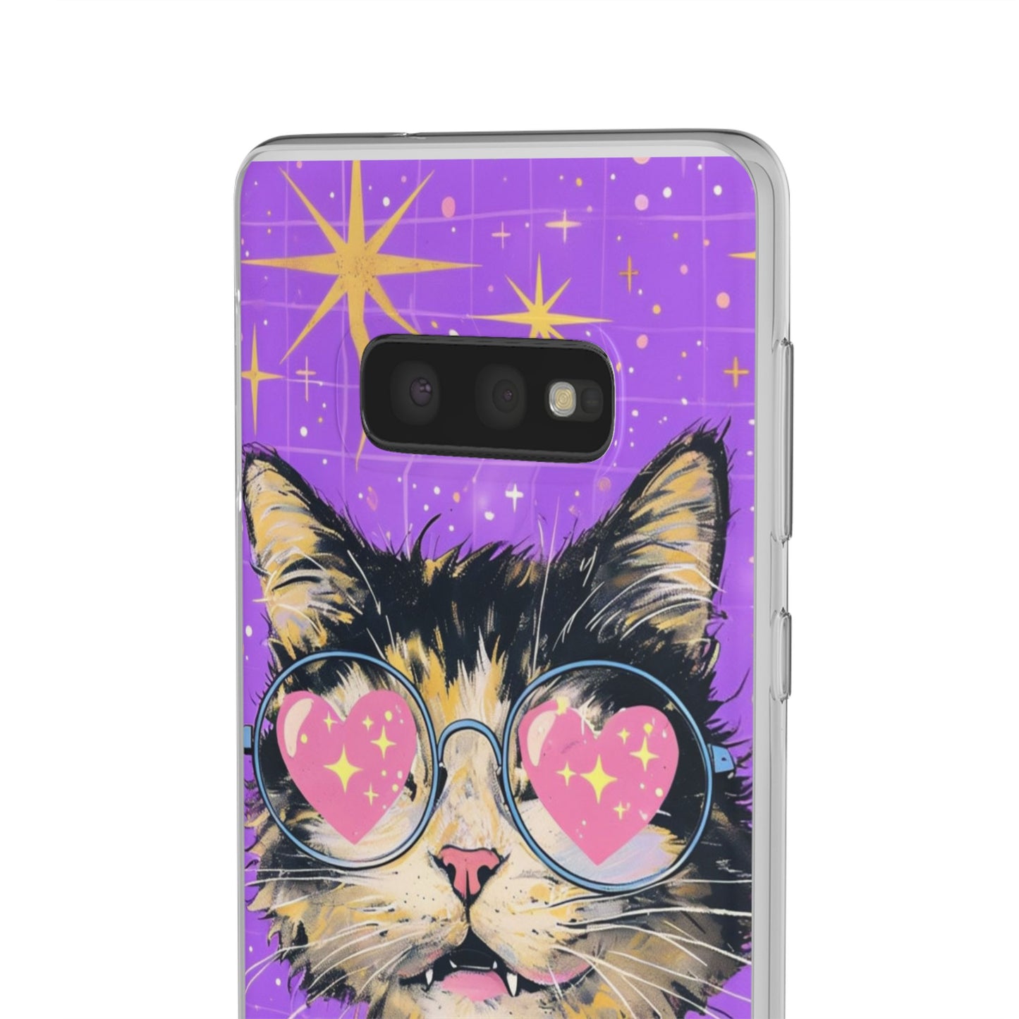 Cute Cat Flexi Case with Heart Glasses