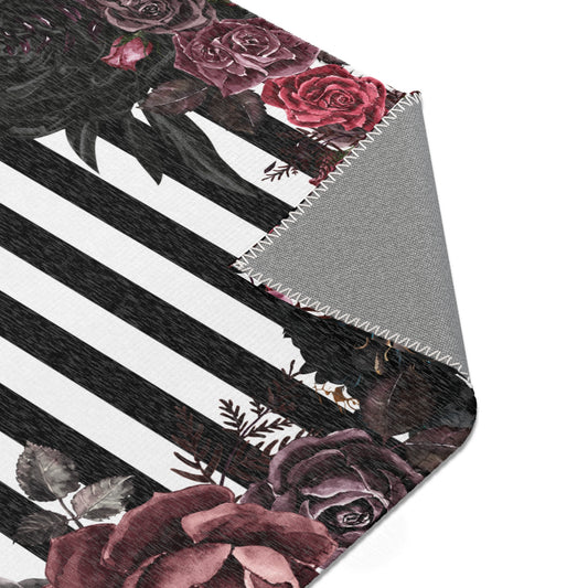 Elegant Floral Striped Area Rug - Modern Home Decor for Any Occasion