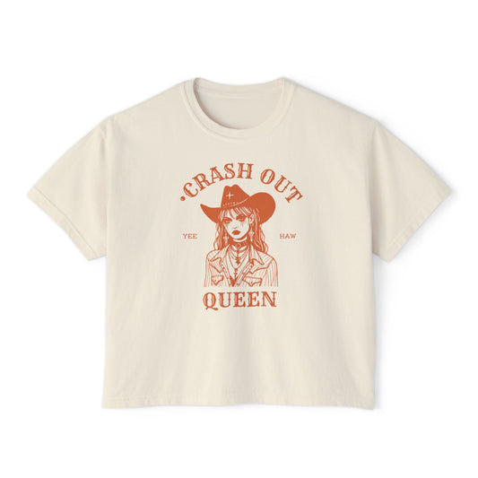 Crash Out Queen Women's Boxy Tee - Casual Cowboy Graphic Tee