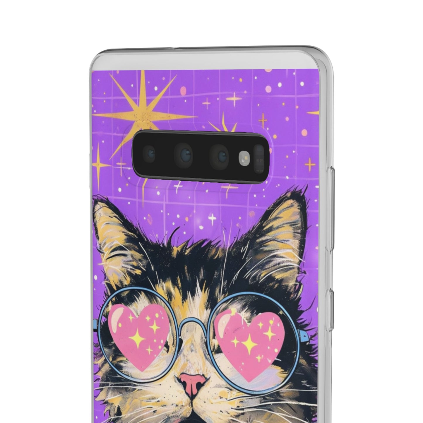 Cute Cat Flexi Case with Heart Glasses