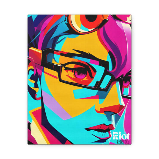Girl & Glasses Vibrant Canvas Art - Colorful Portrait Wall Decor
