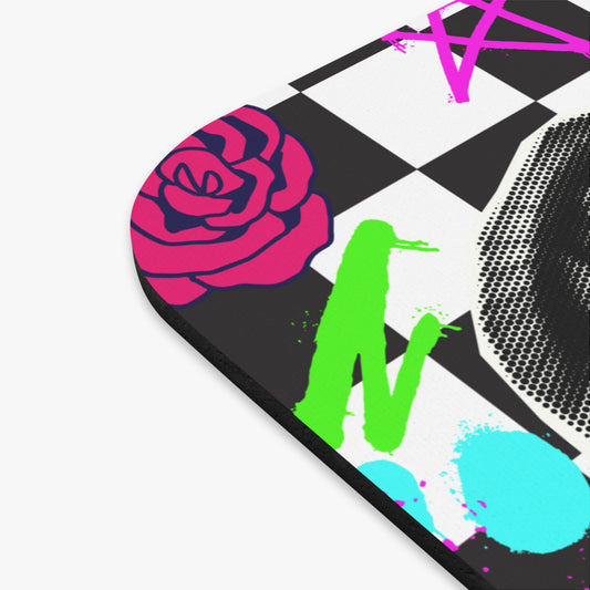 Riot Graphic Mouse Pad – Colorful Checkered Design for Creative Workspaces