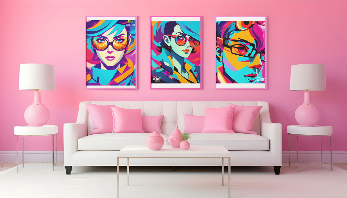 Girl & Glasses Vibrant Abstract Canvas Art