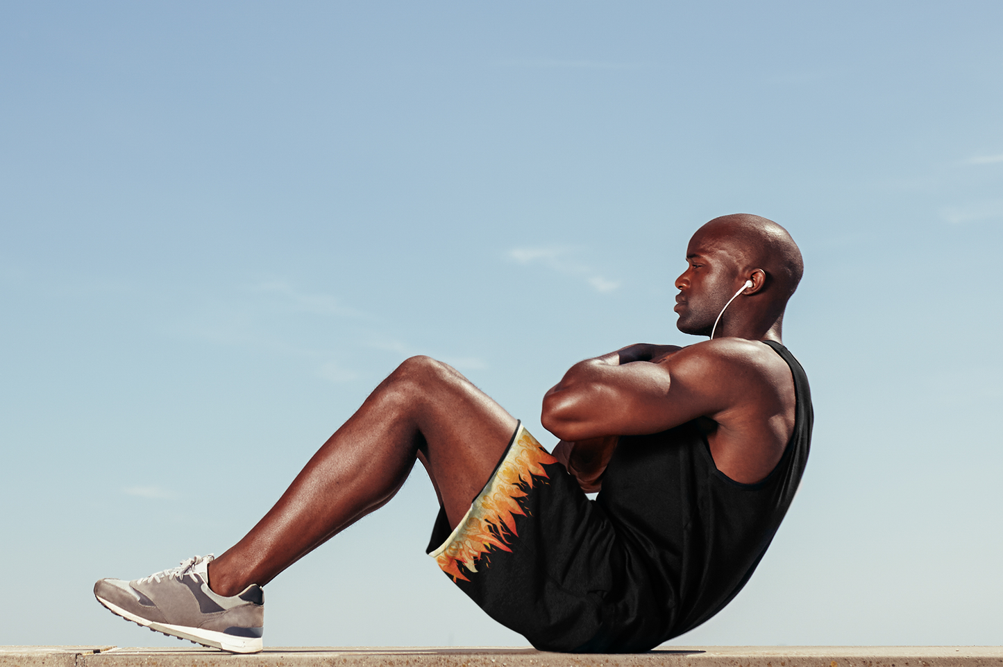 Flame-Patterned Basketball Shorts