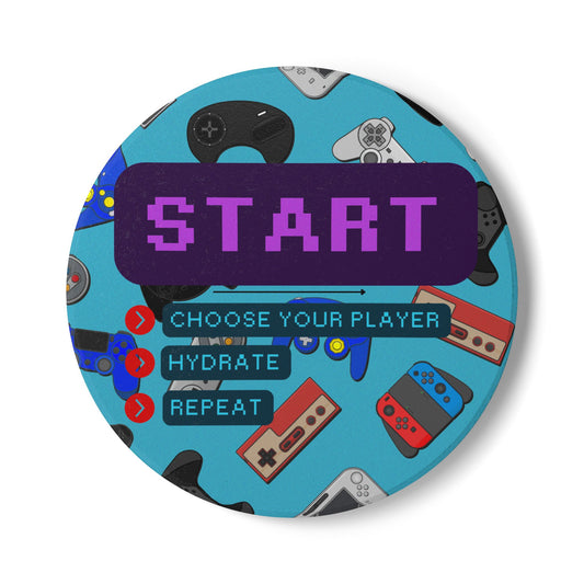 Retro Gamer Ceramic Coaster - 'START' Hydrate & Repeat