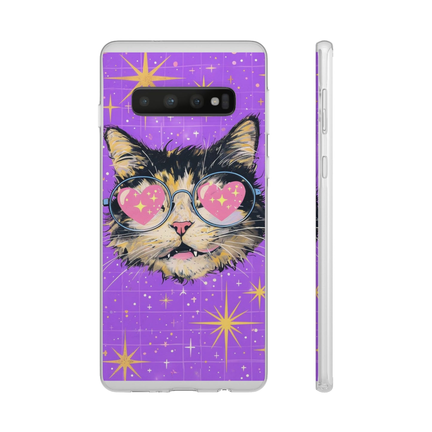 Cute Cat Flexi Case with Heart Glasses