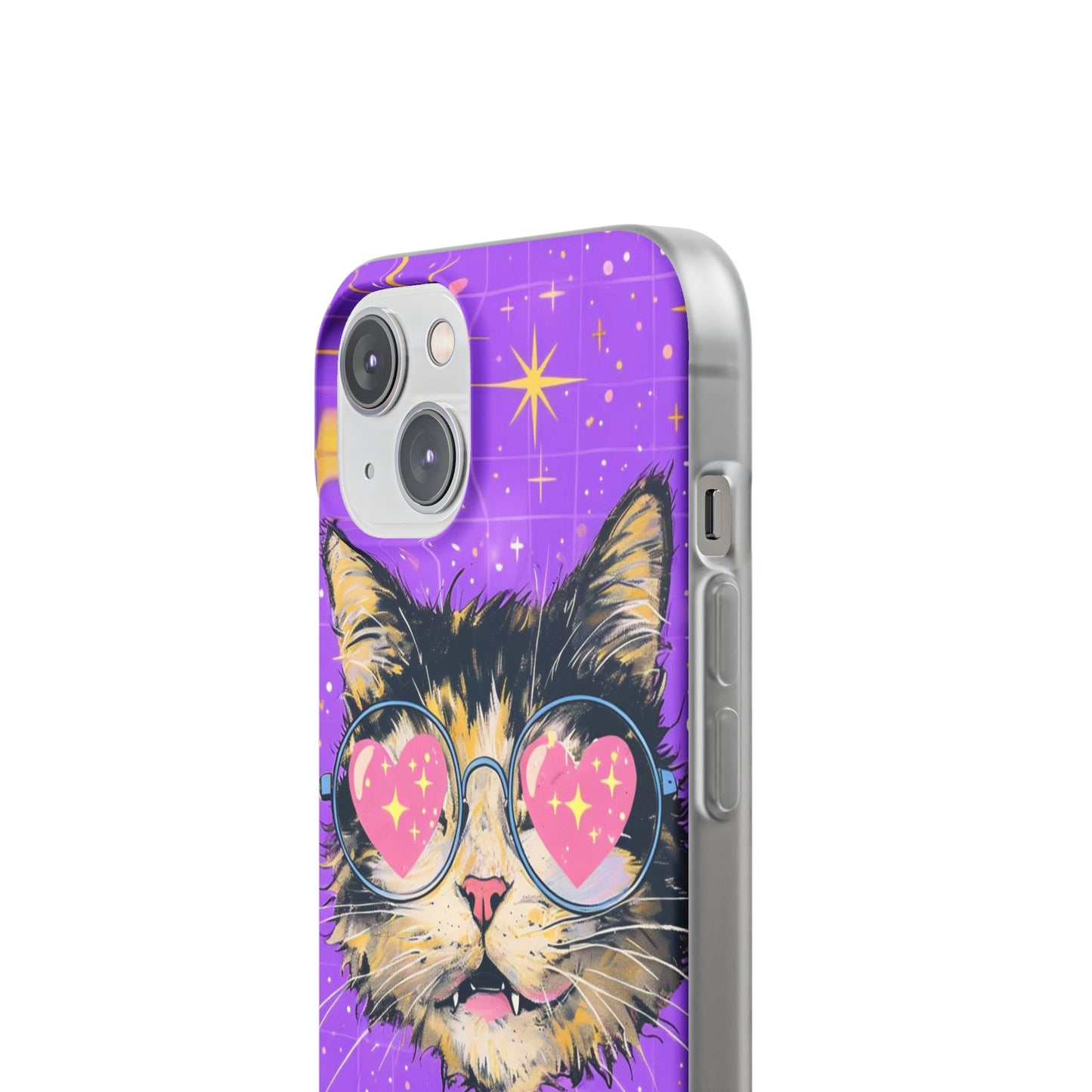 Cute Cat Flexi Case with Heart Glasses