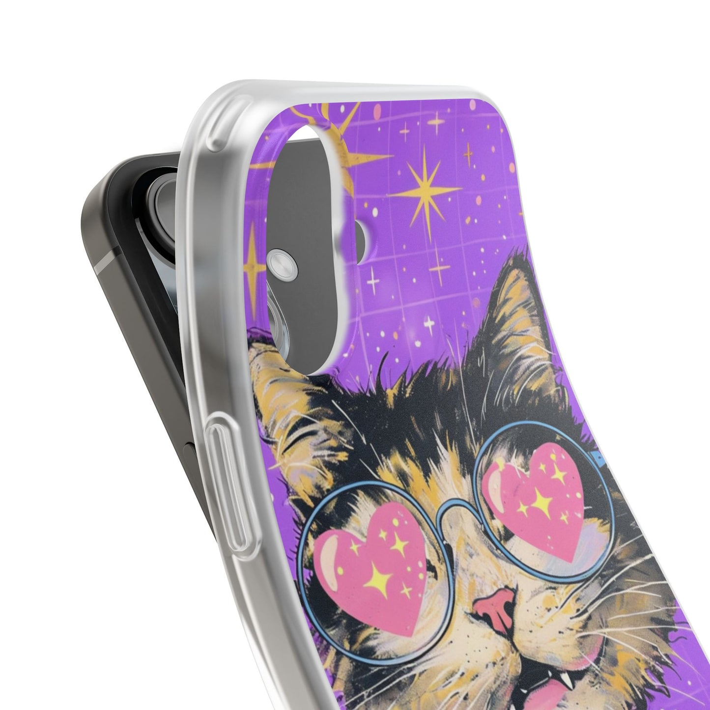 Cute Cat Flexi Case with Heart Glasses