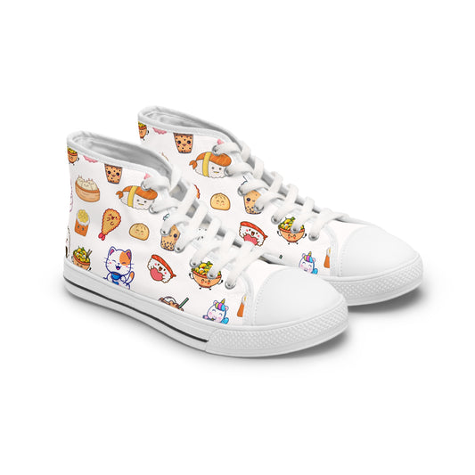 Ramen and Sushi Pattern High Top Sneakers