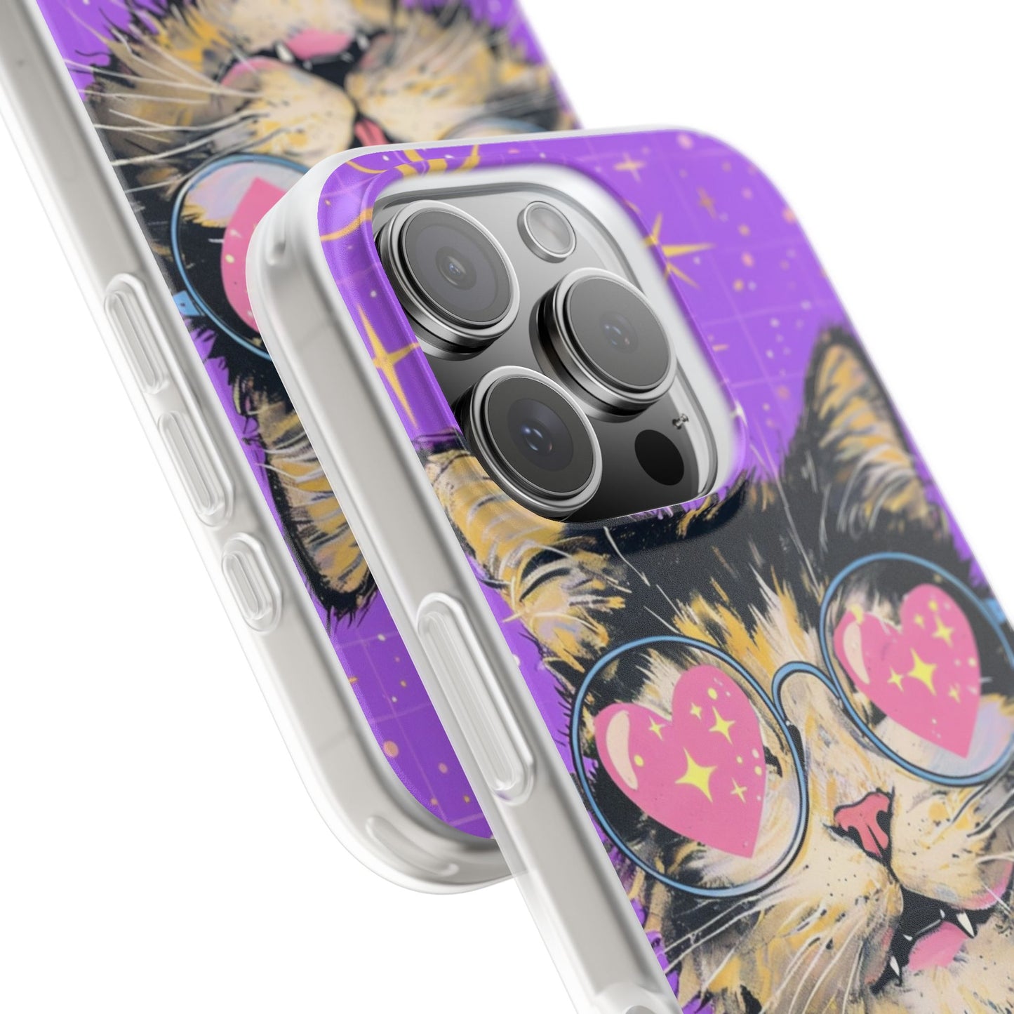 Cute Cat Flexi Case with Heart Glasses