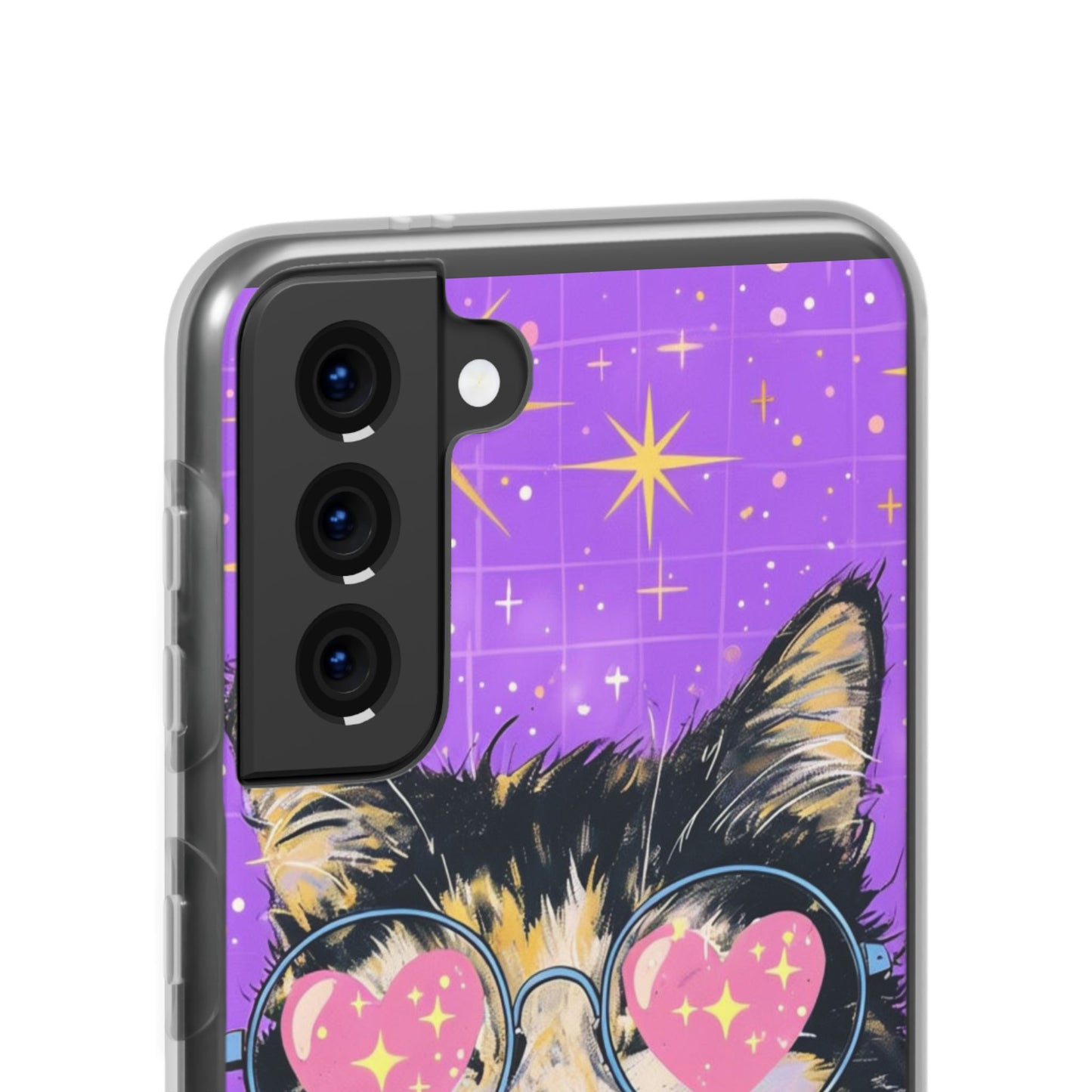 Cute Cat Flexi Case with Heart Glasses