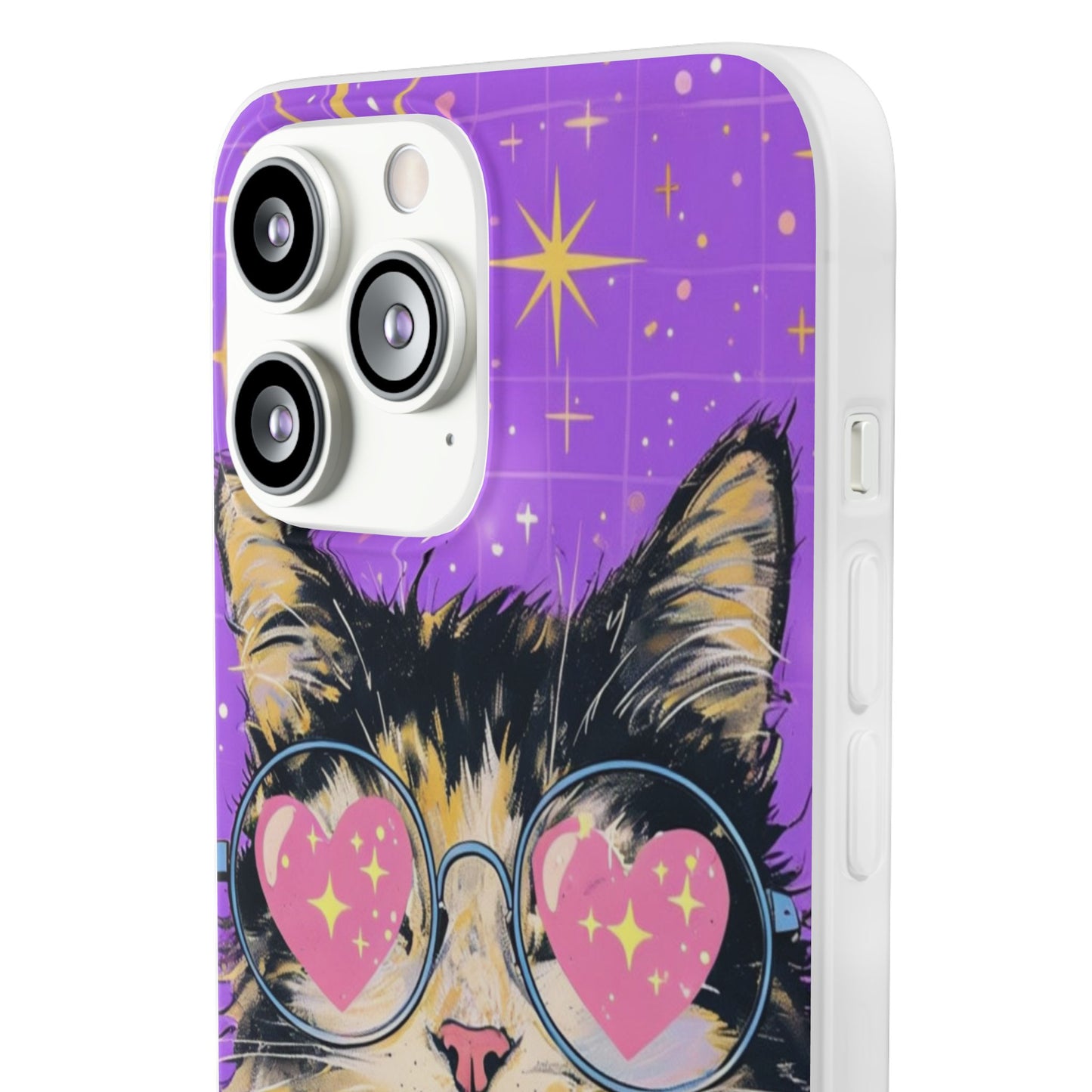 Cute Cat Flexi Case with Heart Glasses