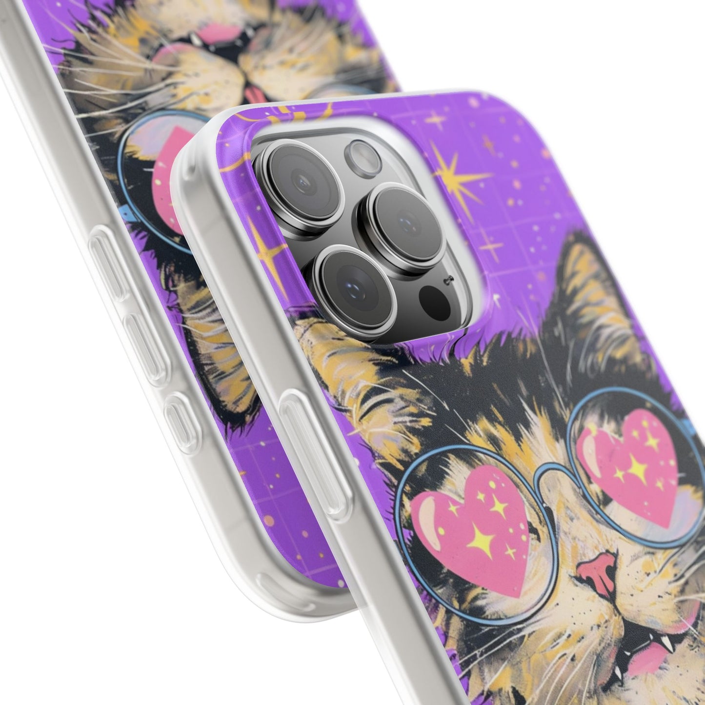Cute Cat Flexi Case with Heart Glasses