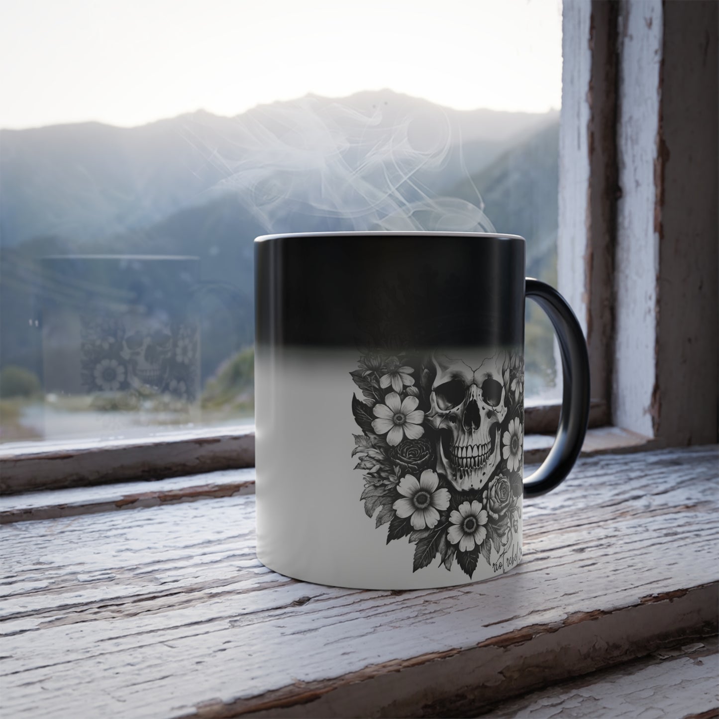 Color Morphing Floral Skull Mug - Change with Heat | 11oz Coffee Cup