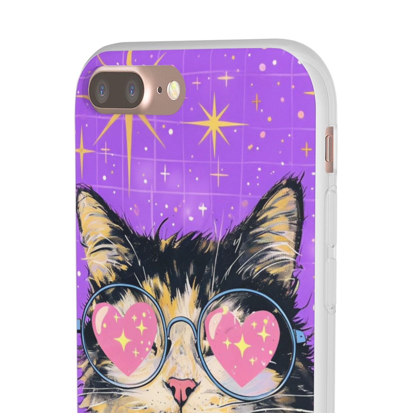 Cute Cat Flexi Case with Heart Glasses