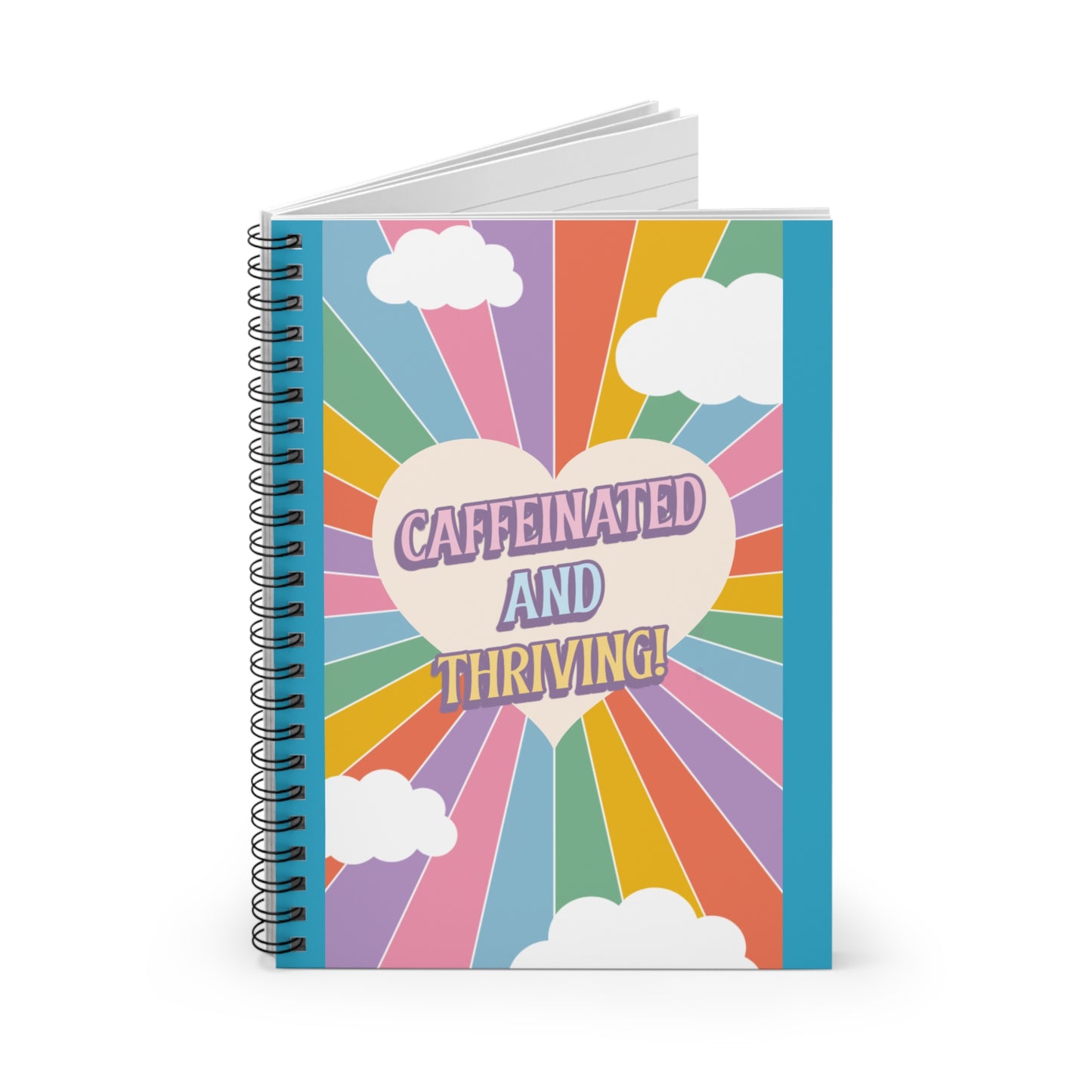 Caffeinated & Thriving Spiral Notebook - Colorful Motivational Journal