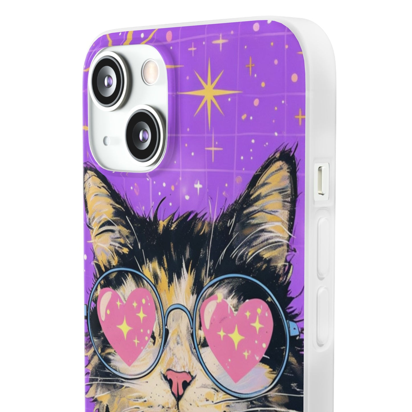 Cute Cat Flexi Case with Heart Glasses