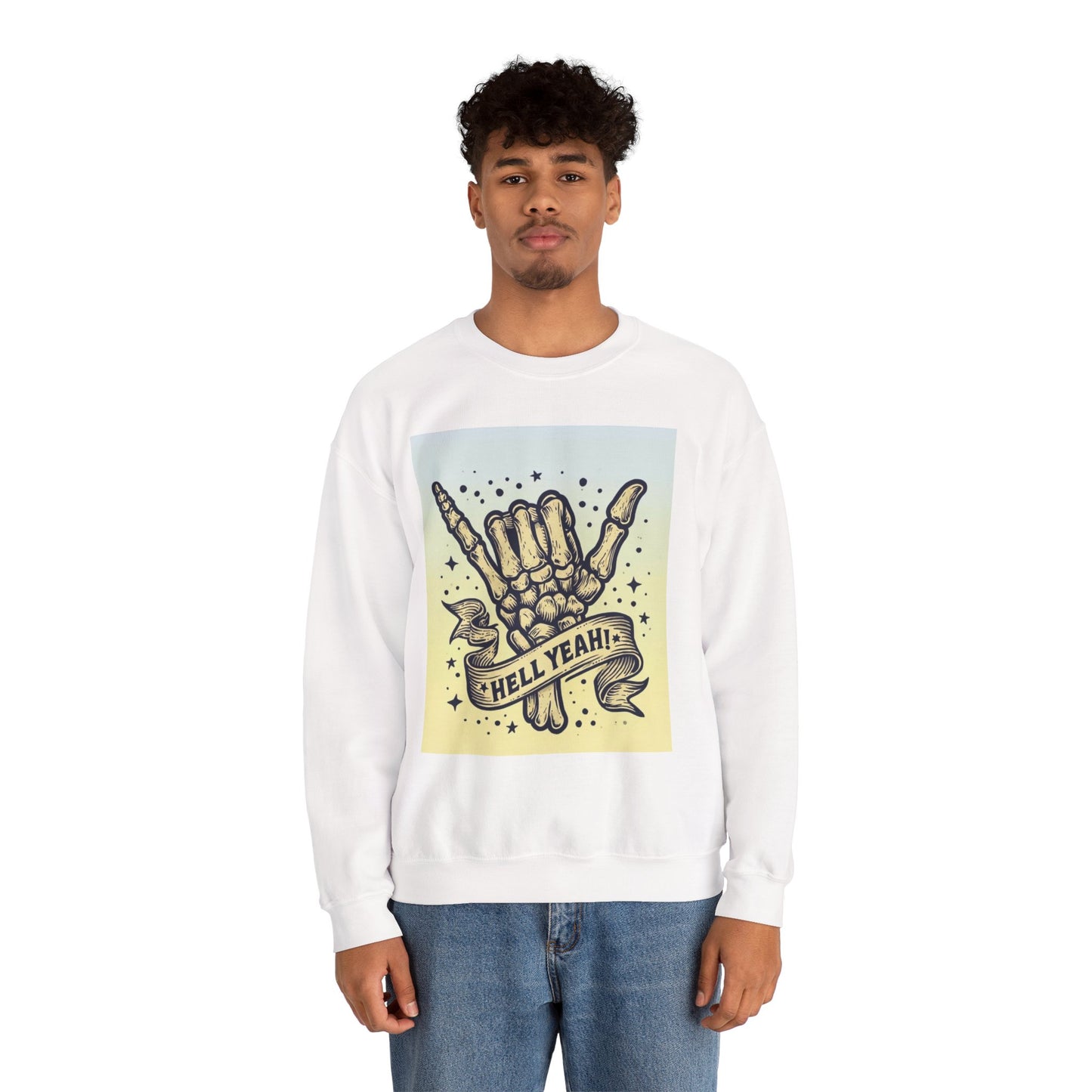 Rock On Skeleton Crewneck Sweatshirt - Unisex Heavy Blend™