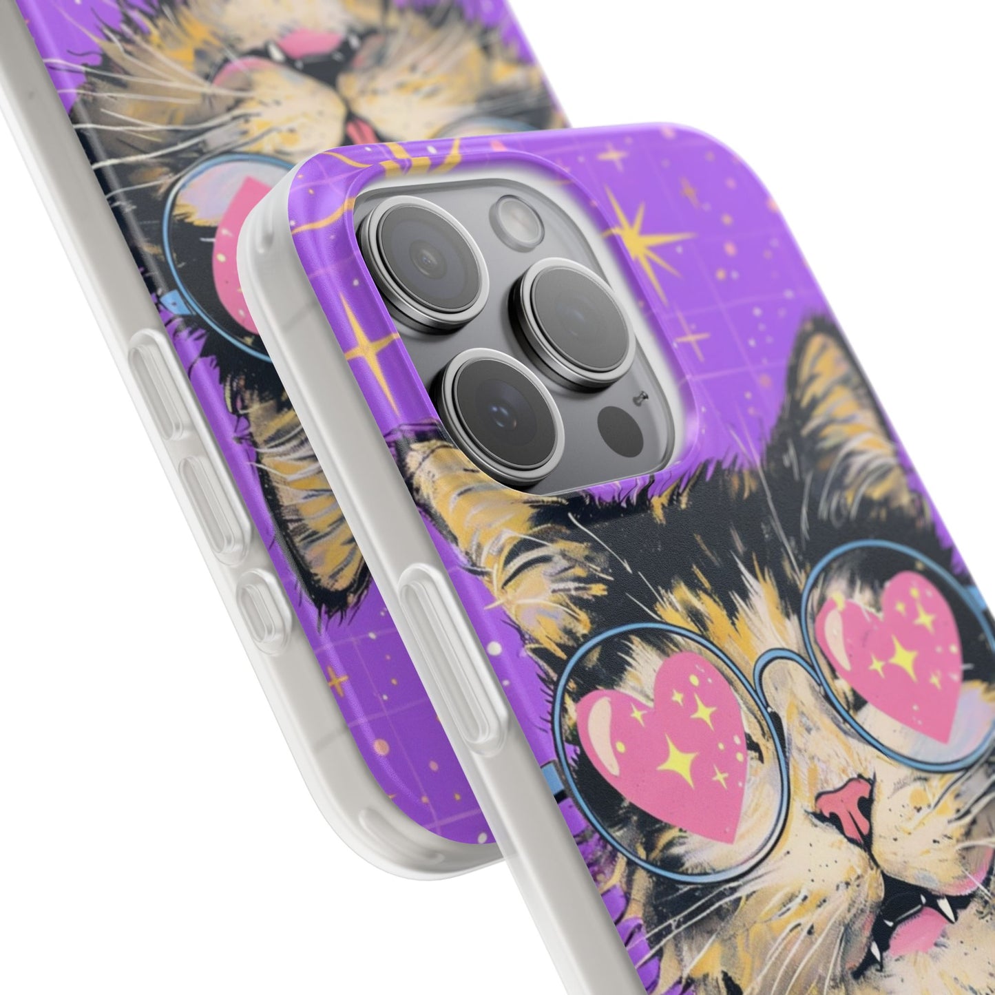 Cute Cat Flexi Case with Heart Glasses