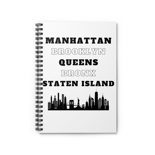 Urban NYC Spiral Notebook - Manhattan, Brooklyn, Queens, Bronx, Staten Island