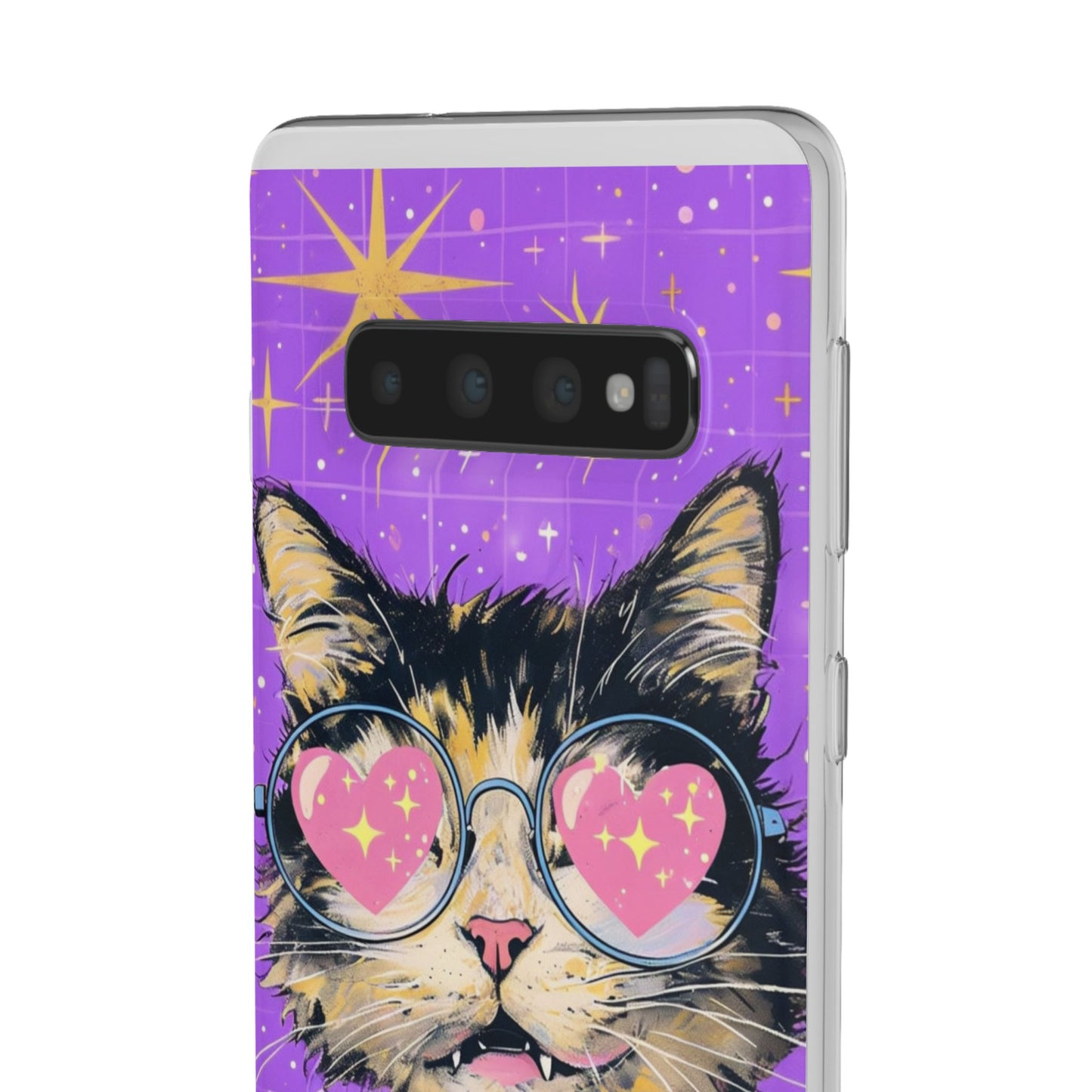 Cute Cat Flexi Case with Heart Glasses