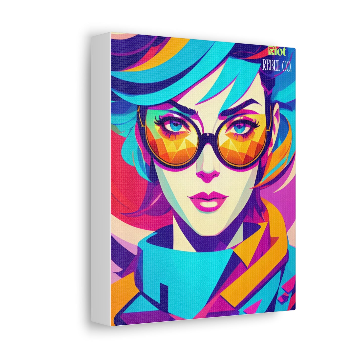 Girl & Glasses Vibrant Abstract Canvas Art