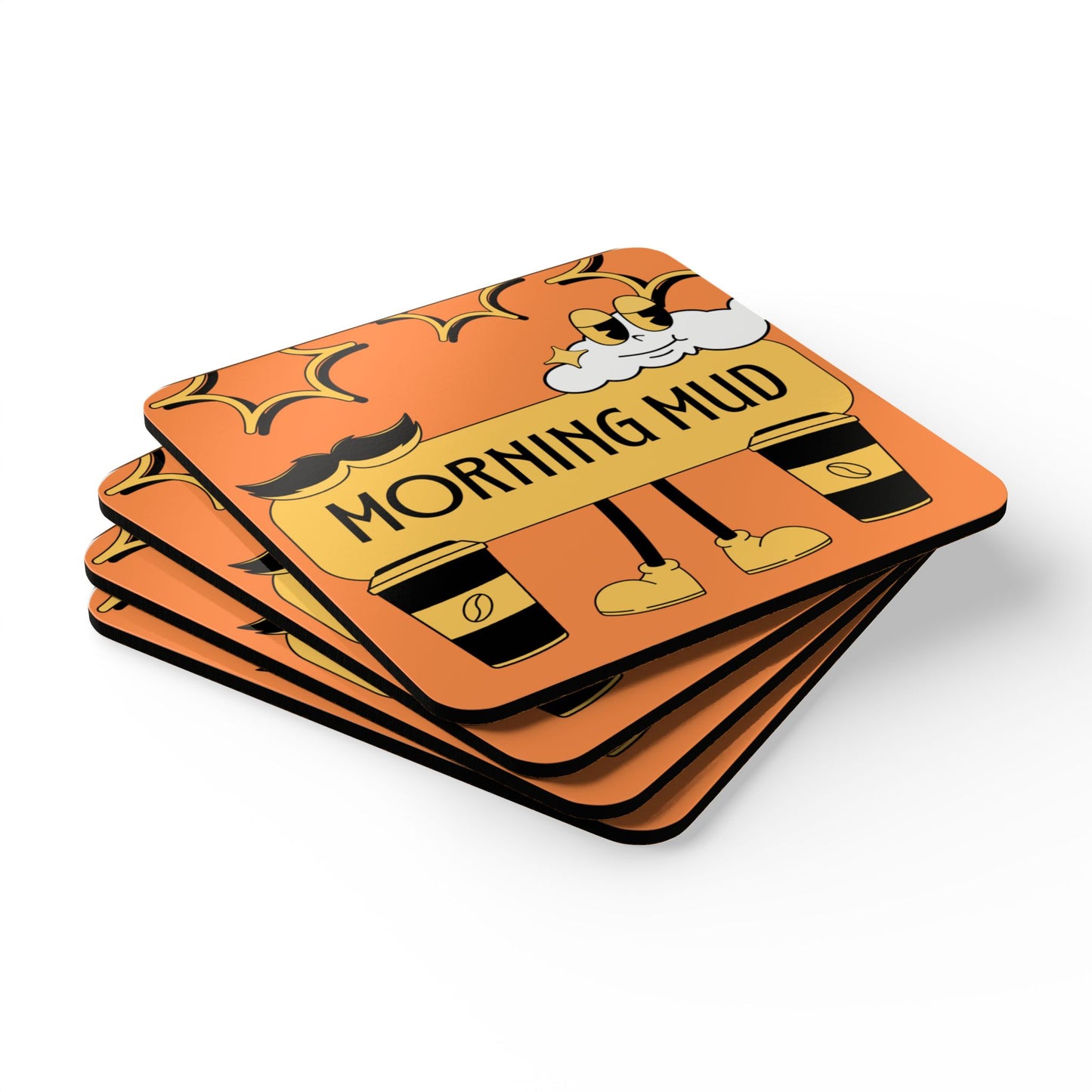 Morning Mud Cork Coaster Set - Fun Mug Mat for Coffee Lovers