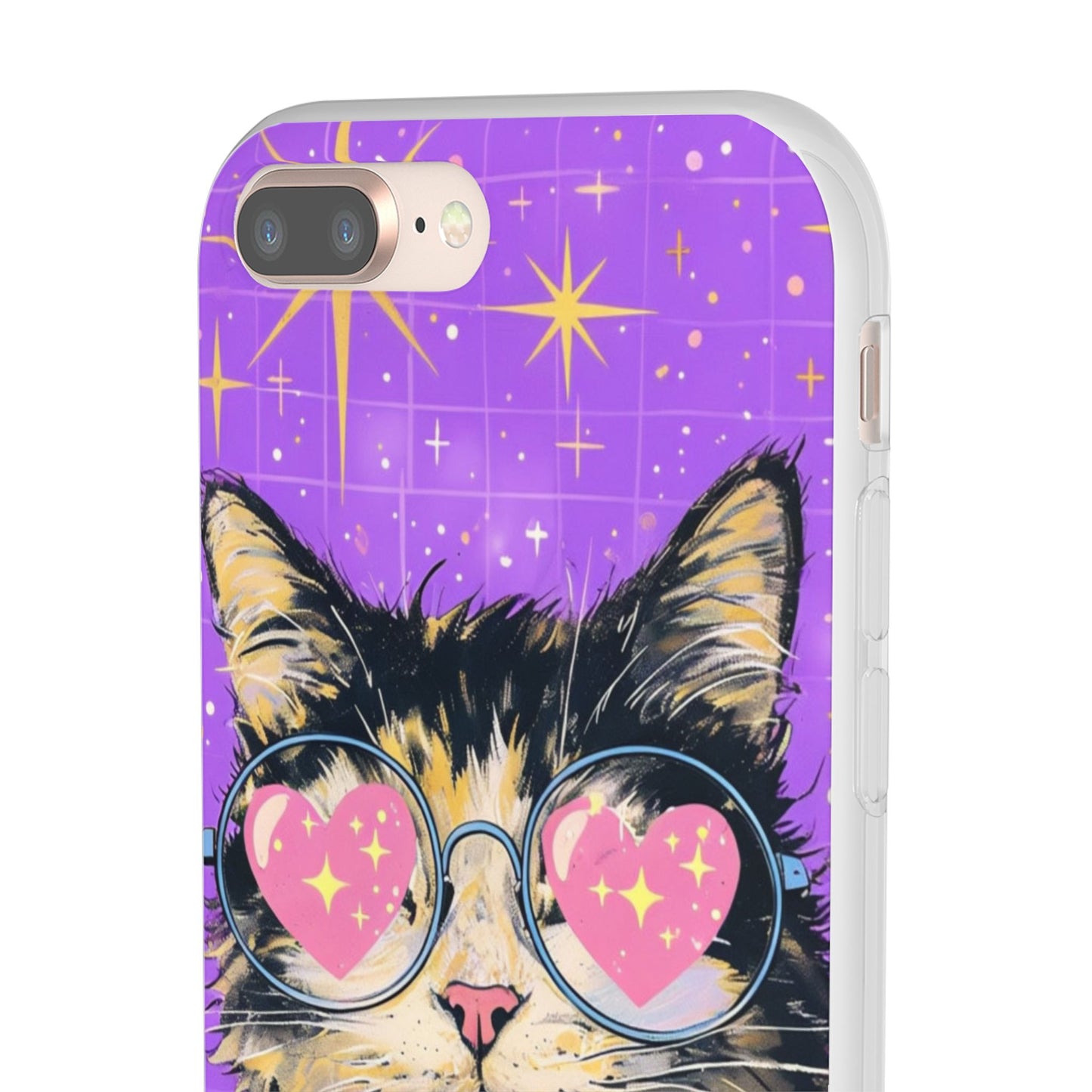 Cute Cat Flexi Case with Heart Glasses