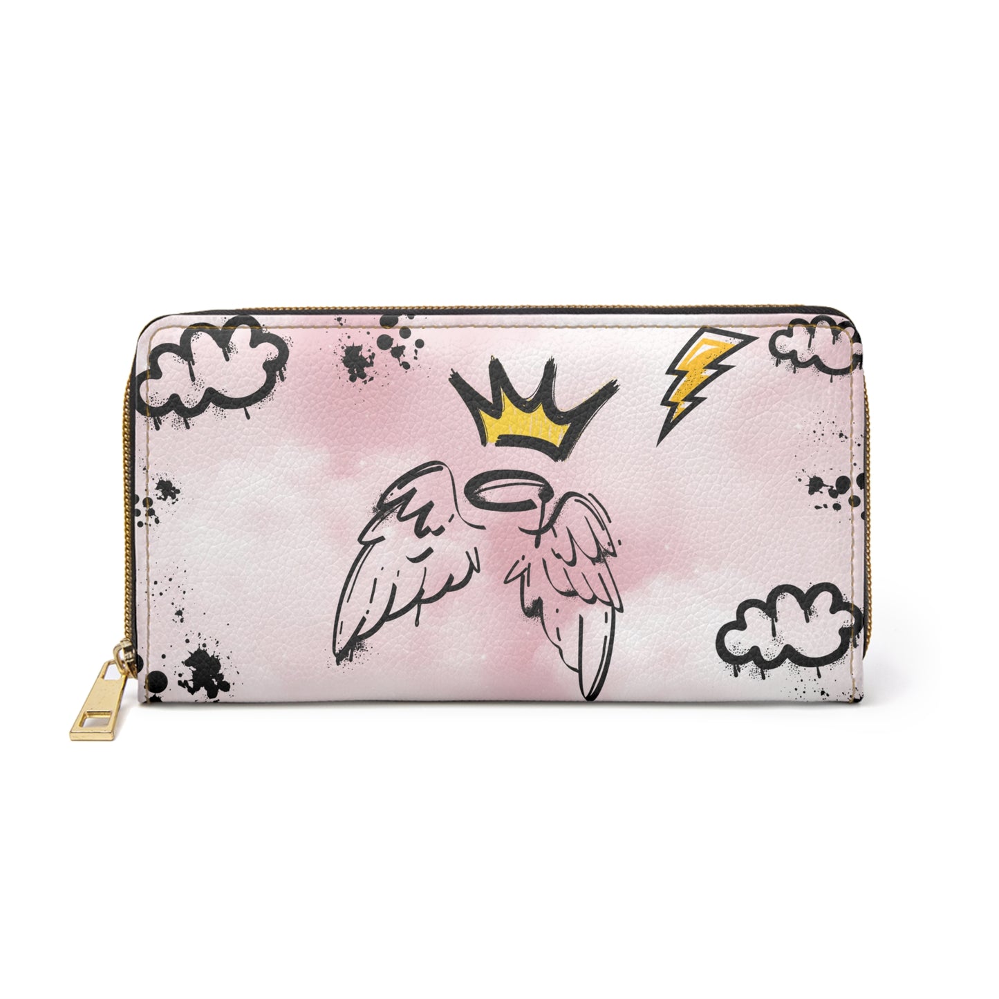 Angelic Vibes Zipper Wallet - Cloud & Planet Design for Dreamers