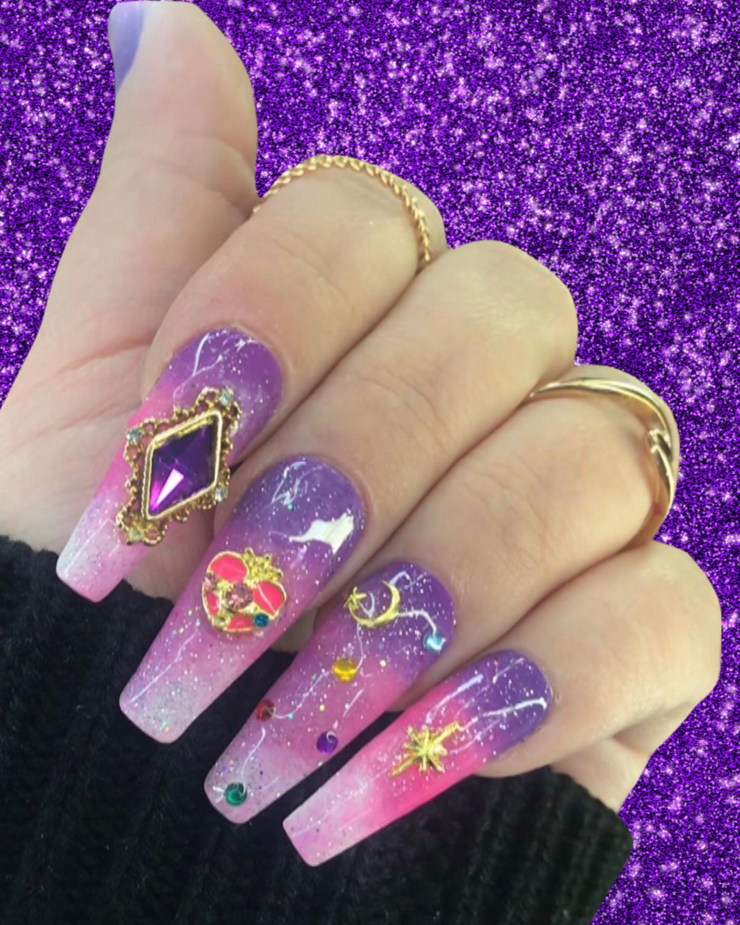 Sailor Moon Inspired Press On Nails (Coffin)