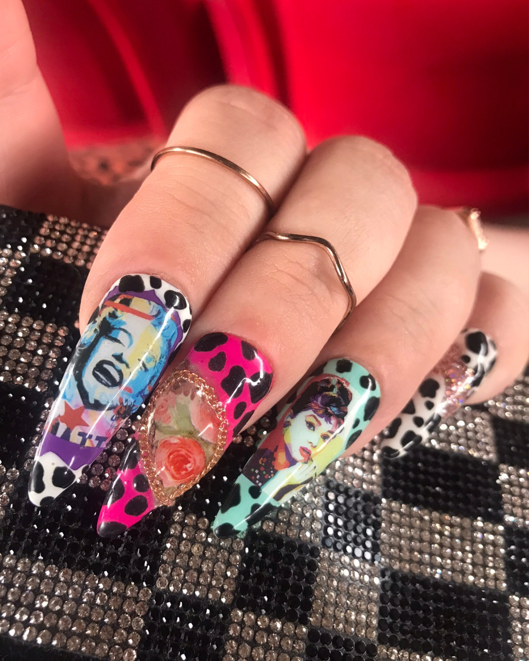 Retro Marilyn Manroe And Audrey Hepburn Press On Nails