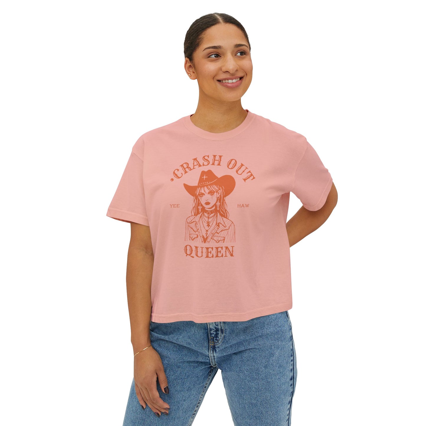 Crash Out Queen Women's Boxy Tee - Casual Cowboy Graphic Tee