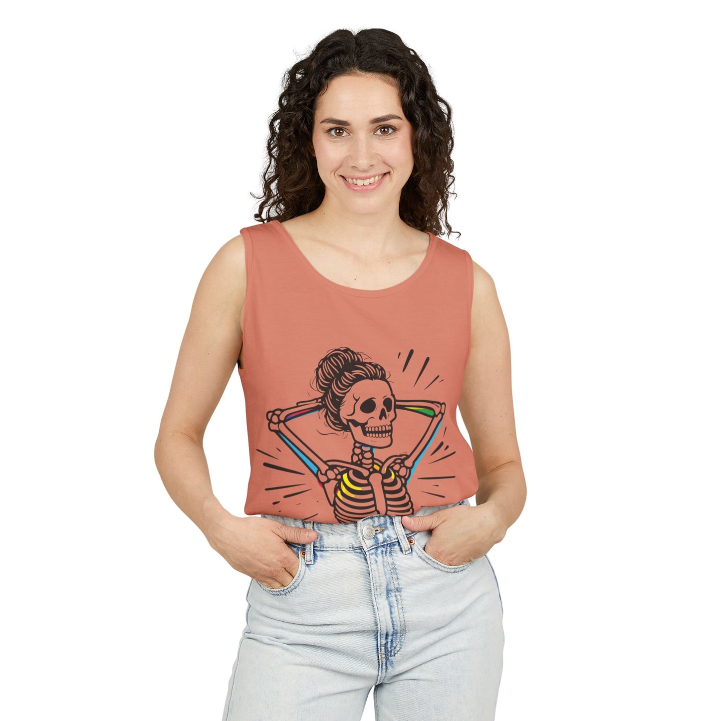 Skeleton Gym Workout Tank Top - Unisex Garment-Dyed