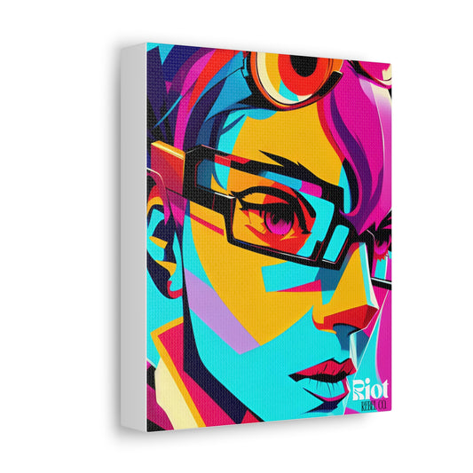 Girl & Glasses Vibrant Canvas Art - Colorful Portrait Wall Decor